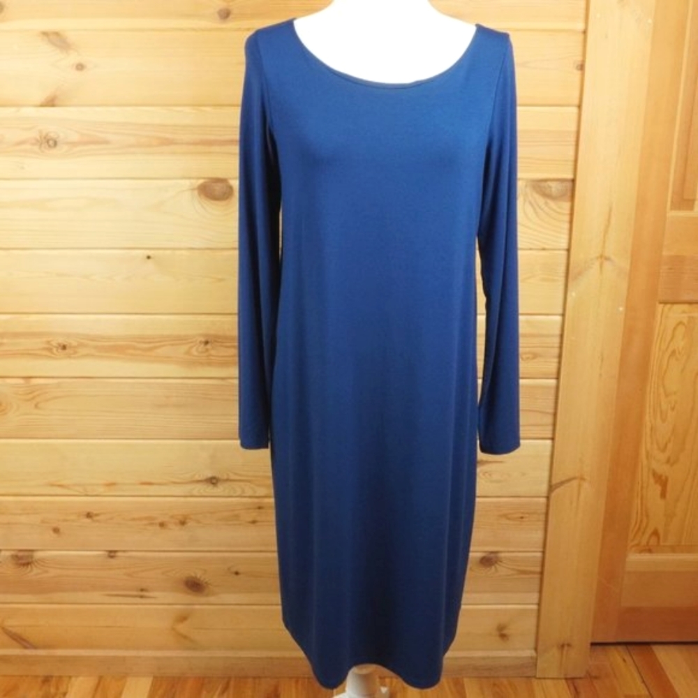 Eileen Fisher Deep‎ Blue Midi Dress Size Small